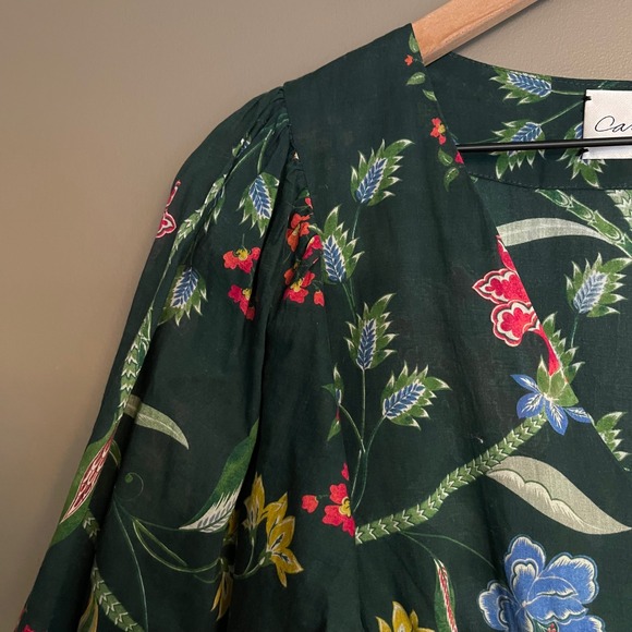 Cara Cara Millbrook Dress Green Pink Floral Size XS Mini Flouncy Chic Feminine - Picture 10 of 16